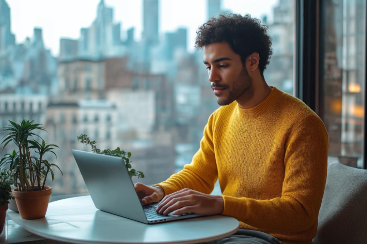 Homem sentado trabalhando em um notebook em ambiente de escritório representando: CFOP na Reforma Tributária: o que você precisa saber.